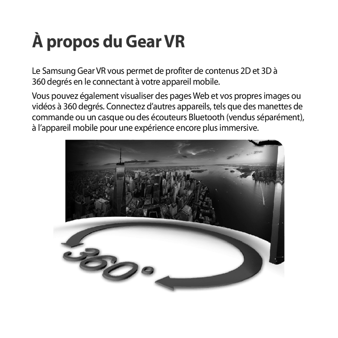 Samsung SM-R323NBKAXEF manual Propos du Gear VR 