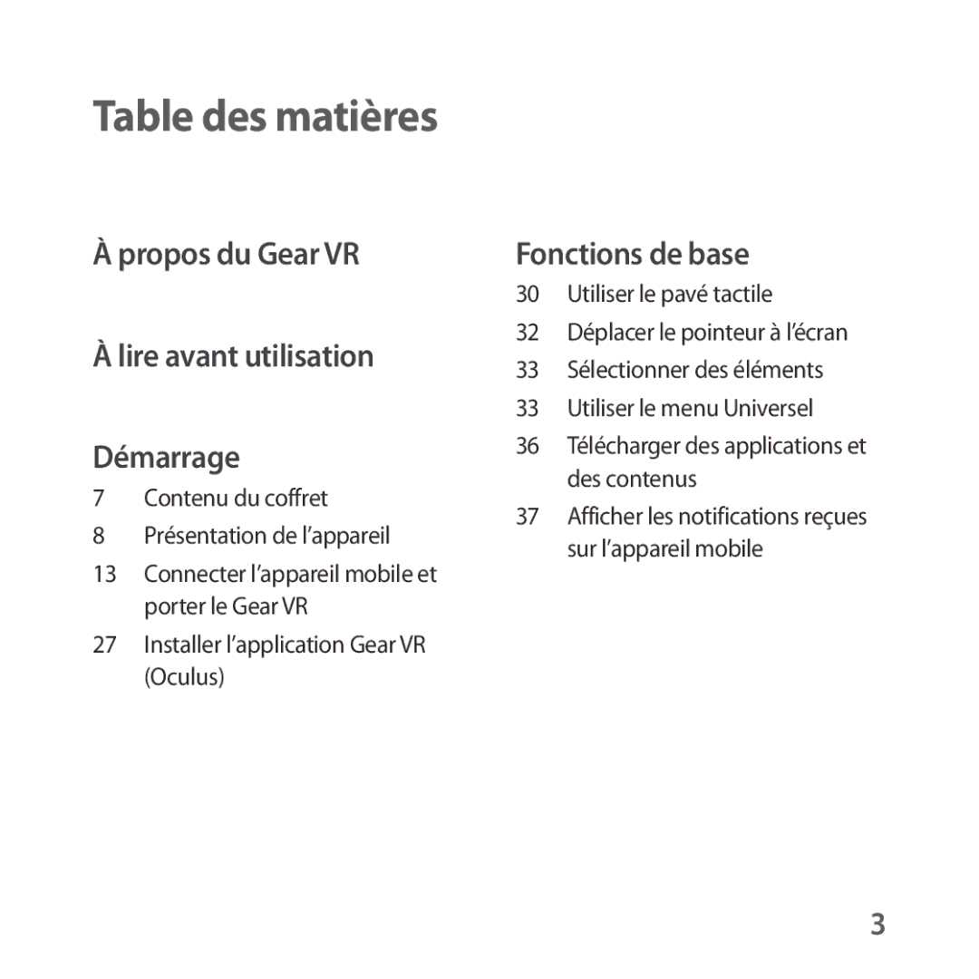 Samsung SM-R323NBKAXEF manual Table des matières 