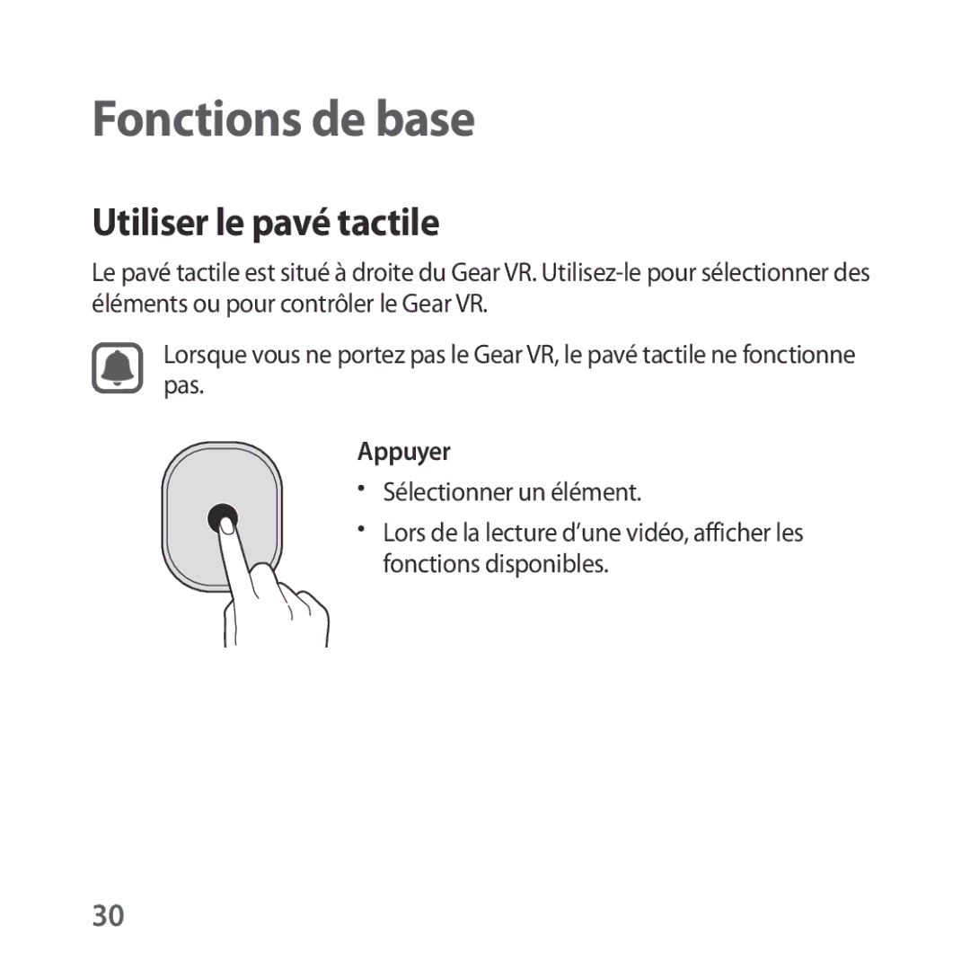 Samsung SM-R323NBKAXEF manual Fonctions de base, Utiliser le pavé tactile 