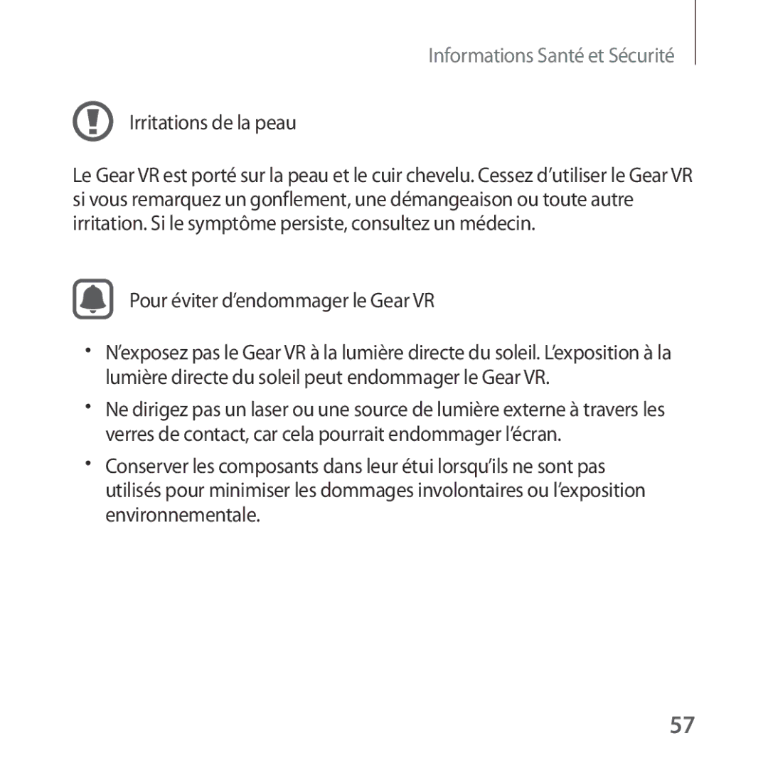 Samsung SM-R323NBKAXEF manual Irritations de la peau 