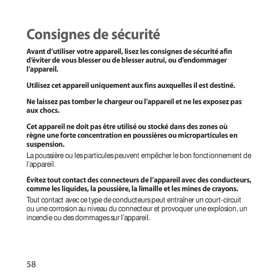 Samsung SM-R323NBKAXEF manual Consignes de sécurité 