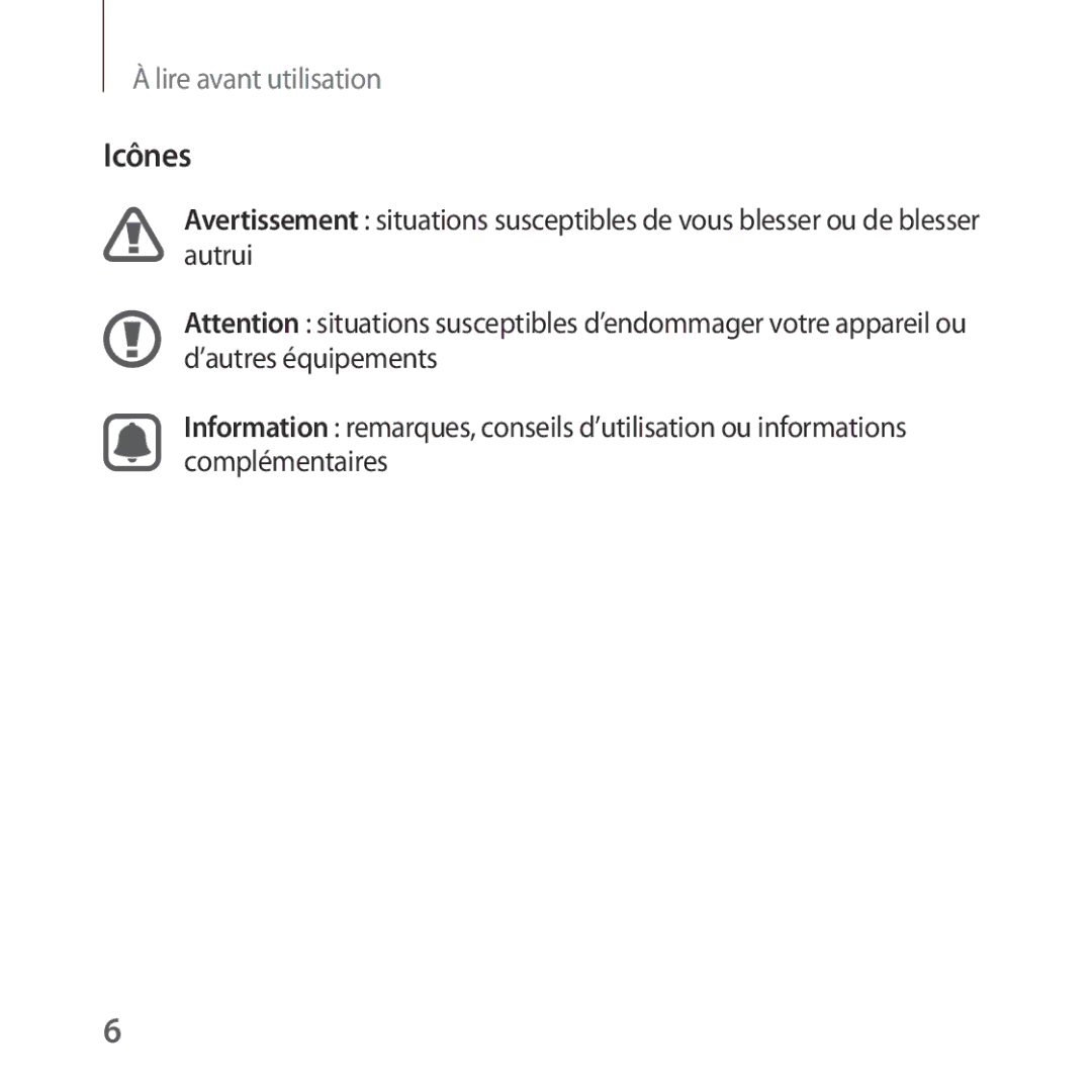 Samsung SM-R323NBKAXEF manual Icônes 