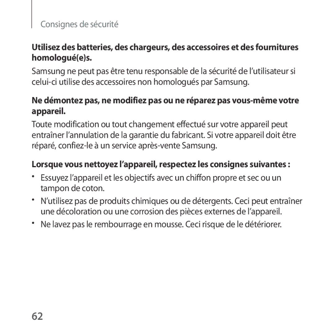 Samsung SM-R323NBKAXEF manual Consignes de sécurité 