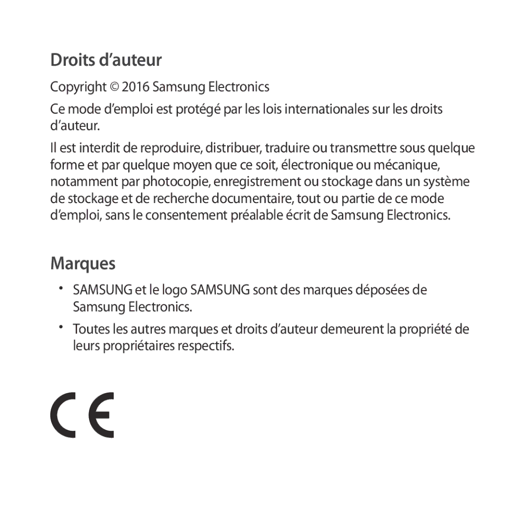 Samsung SM-R323NBKAXEF manual Droits d’auteur 