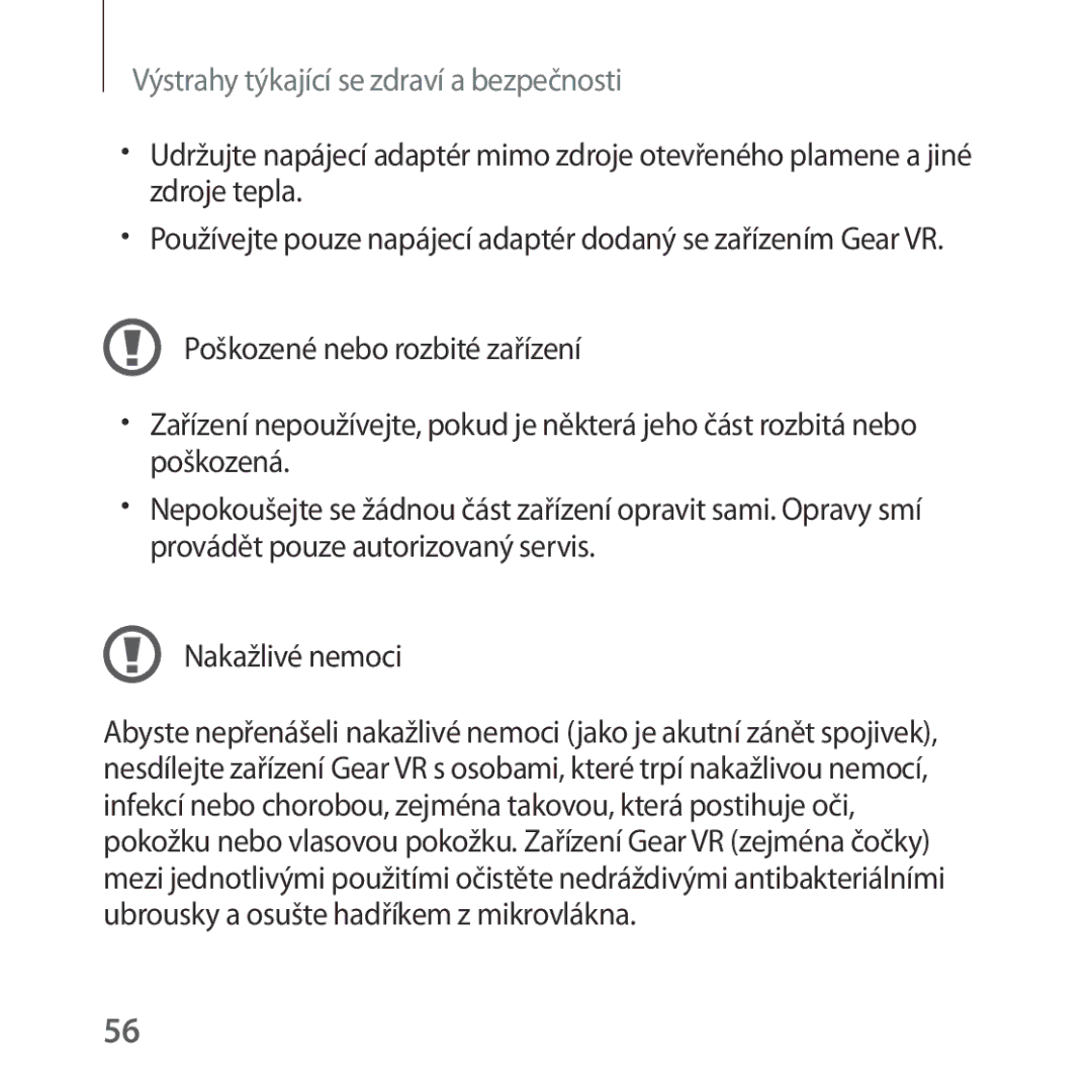 Samsung SM-R323NBKAXEZ manual Výstrahy týkající se zdraví a bezpečnosti 