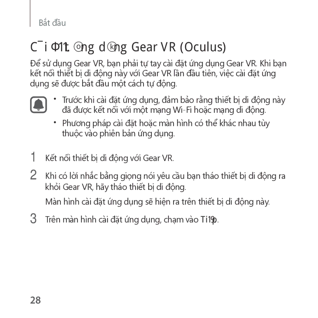 Samsung SM-R323NBKAXXV manual Cài đặt ứng dụng Gear VR Oculus 