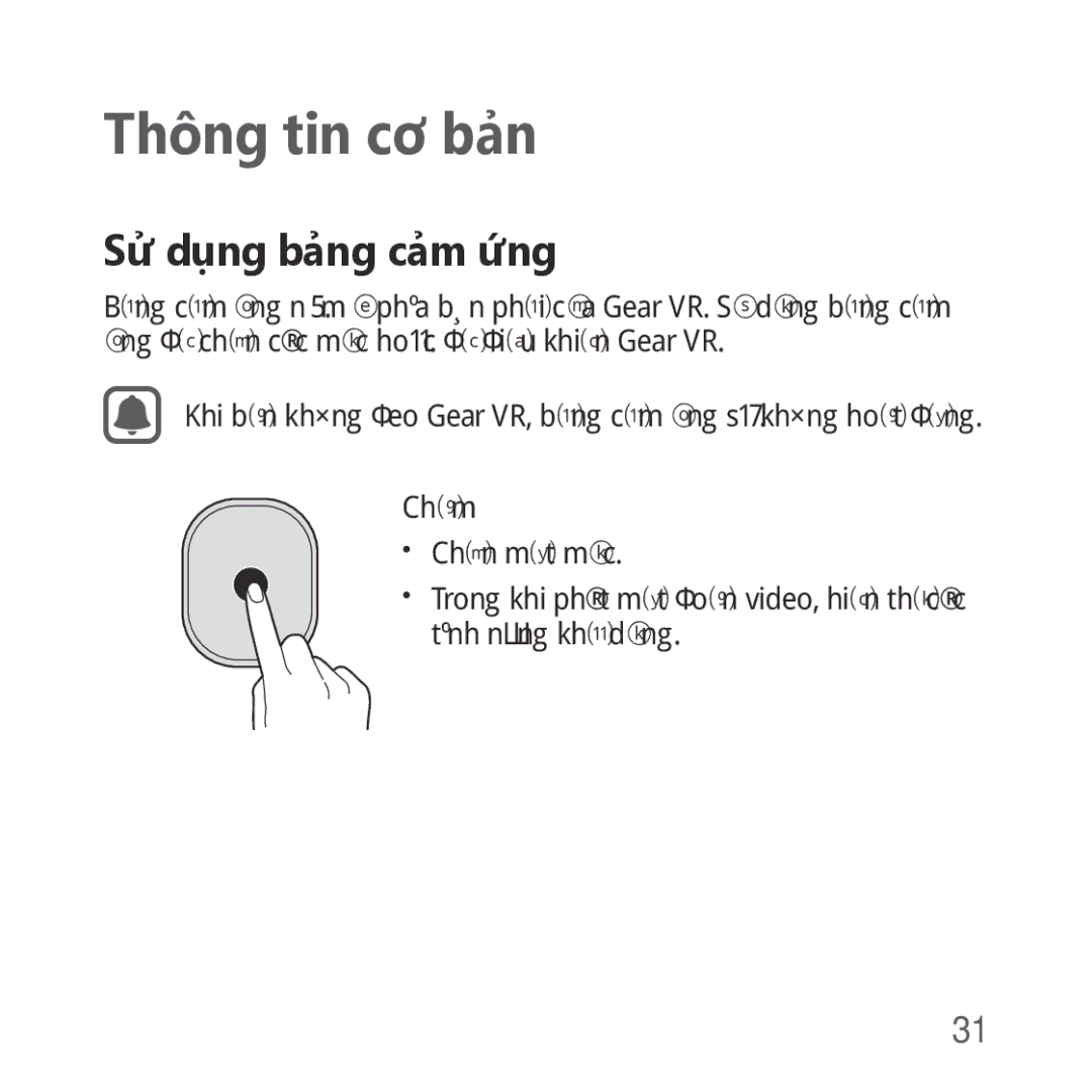 Samsung SM-R323NBKAXXV manual Thông tin cơ bản, Sử dụng bảng cảm ứng, Chạm 