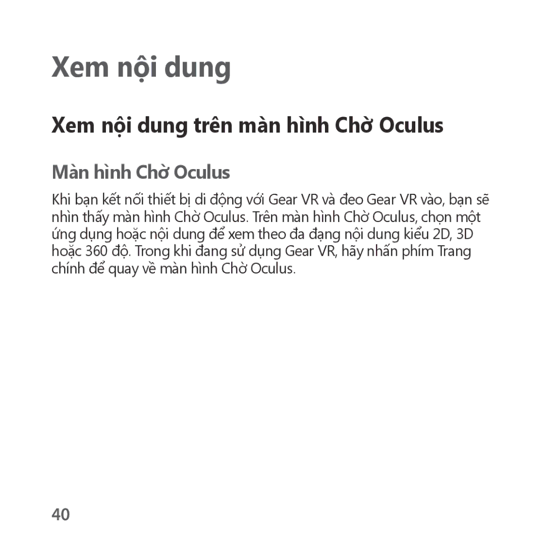 Samsung SM-R323NBKAXXV manual Xem nội dung trên màn hình Chờ Oculus, Man hinh Chơ Oculus 