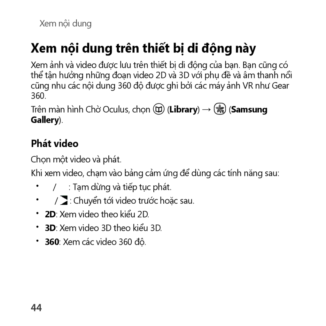 Samsung SM-R323NBKAXXV manual Xem nội dung trên thiết bị di động này, Phát video 