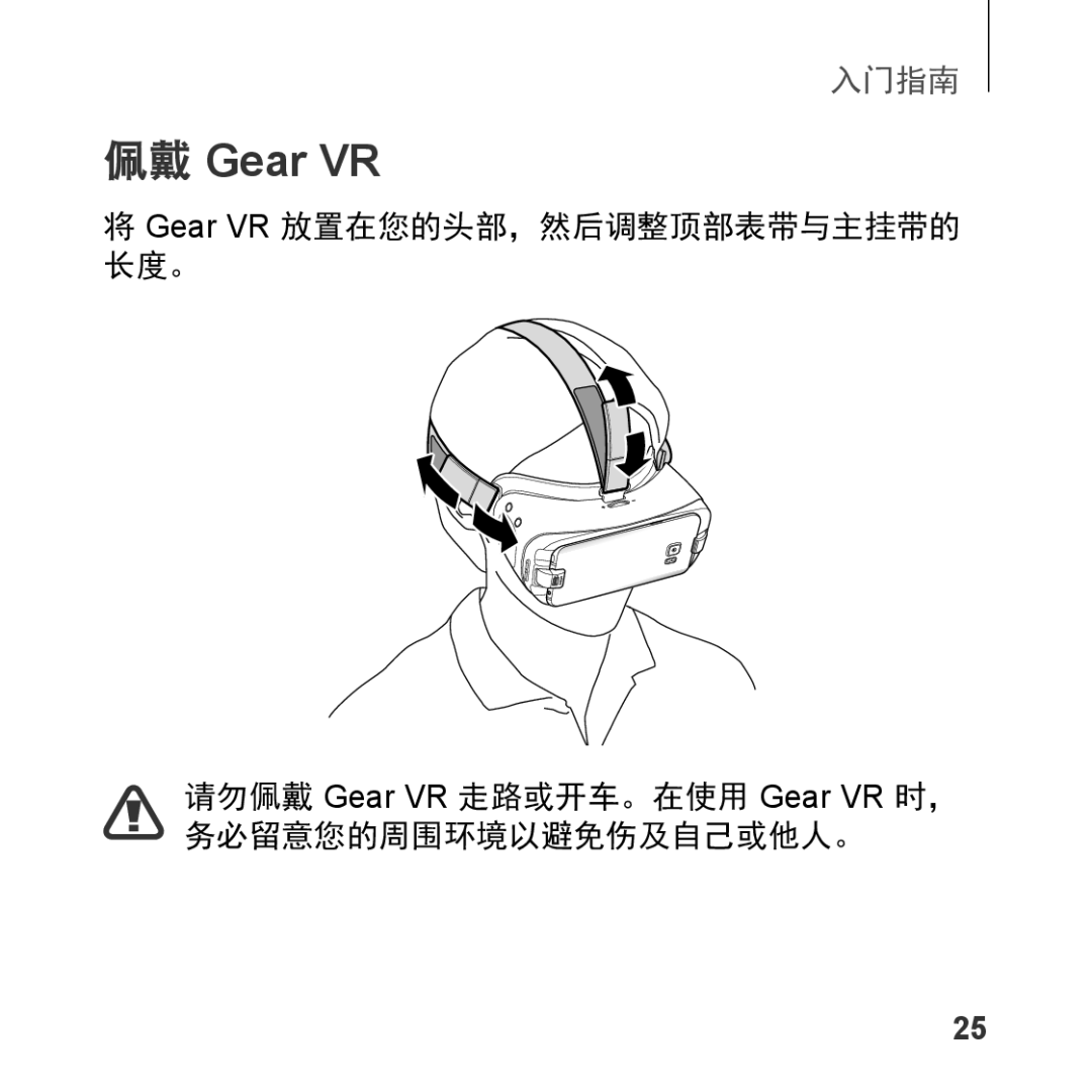 Samsung SM-R323NBKAXXV manual 佩戴 Gear VR 