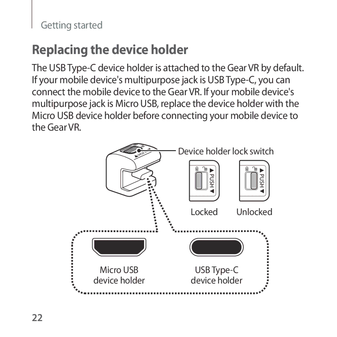 Samsung SM-R324NZAAXEF, SM-R324NZAADBT, SM-R324NZAAITV, SM-R324NZAAPHE, SM-R324NZAABGL manual Replacing the device holder 