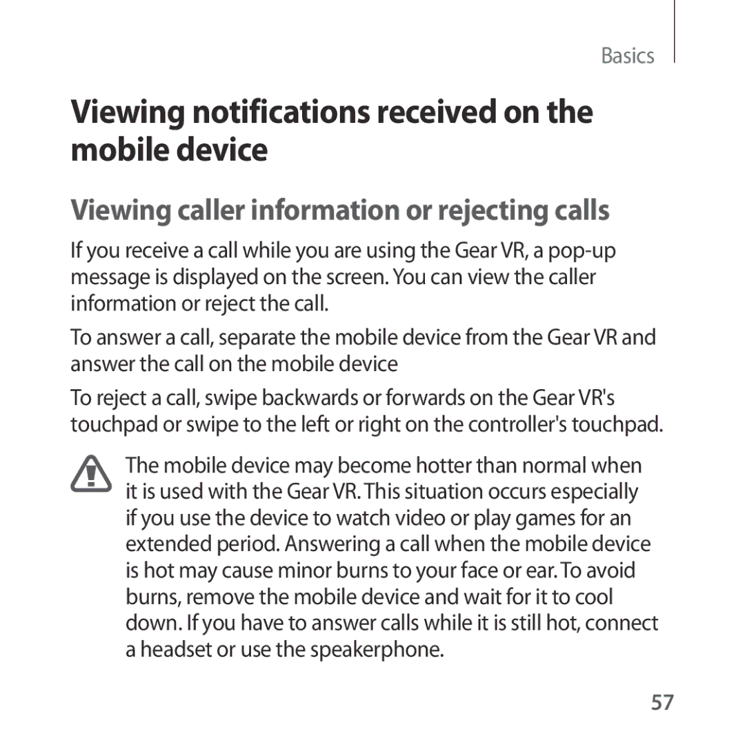 Samsung SM-R324NZAAPHE Viewing notifications received on the mobile device, Viewing caller information or rejecting calls 