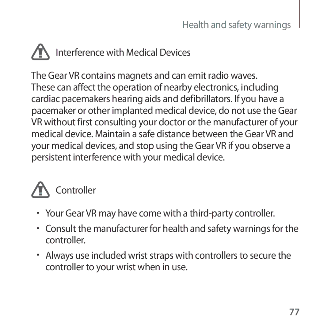 Samsung SM-R324NZAAXEF, SM-R324NZAADBT, SM-R324NZAAITV, SM-R324NZAAPHE, SM-R324NZAABGL manual Interference with Medical Devices 