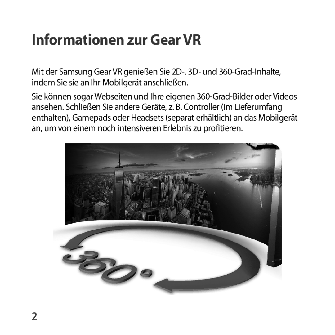 Samsung SM-R324NZAADBT manual Informationen zur Gear VR 