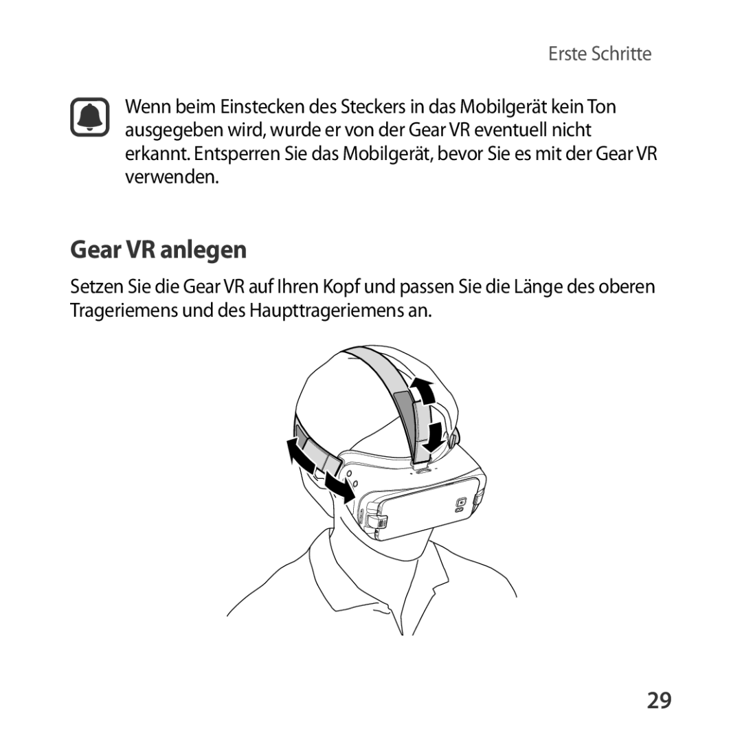 Samsung SM-R324NZAADBT manual Gear VR anlegen 