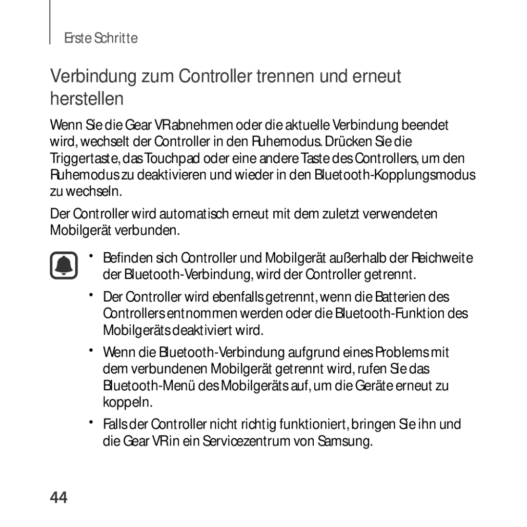 Samsung SM-R324NZAADBT manual Verbindung zum Controller trennen und erneut herstellen 