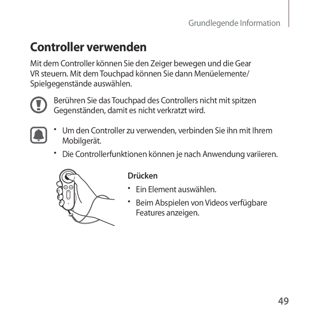 Samsung SM-R324NZAADBT manual Controller verwenden, Drücken 