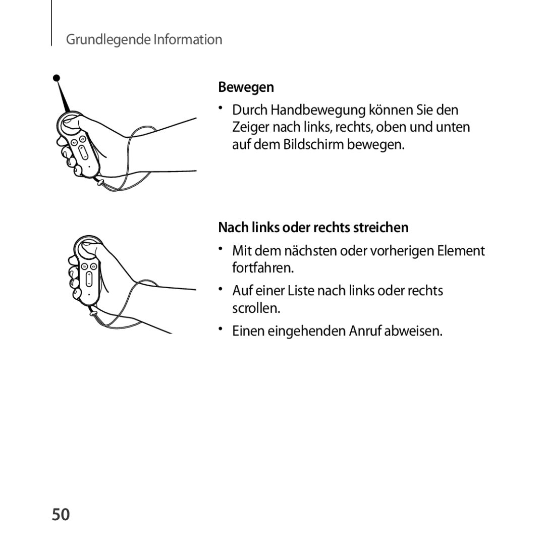 Samsung SM-R324NZAADBT manual Bewegen, Durch Handbewegung können Sie den, Nach links oder rechts streichen 