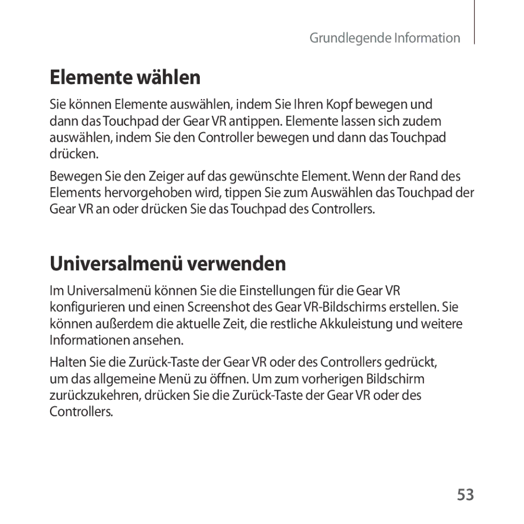 Samsung SM-R324NZAADBT manual Elemente wählen, Universalmenü verwenden 