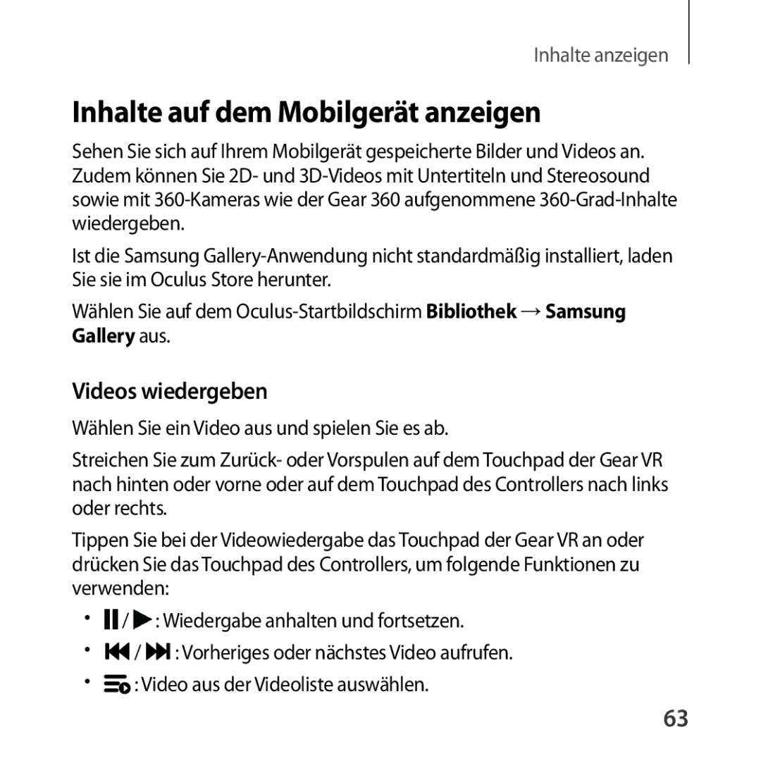 Samsung SM-R324NZAADBT manual Inhalte auf dem Mobilgerät anzeigen, Videos wiedergeben 