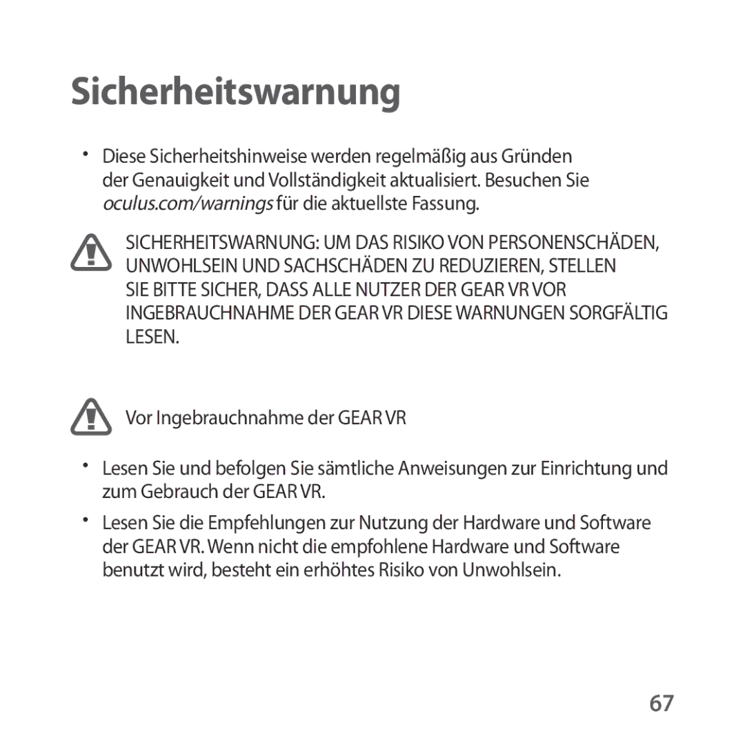 Samsung SM-R324NZAADBT manual Sicherheitswarnung 