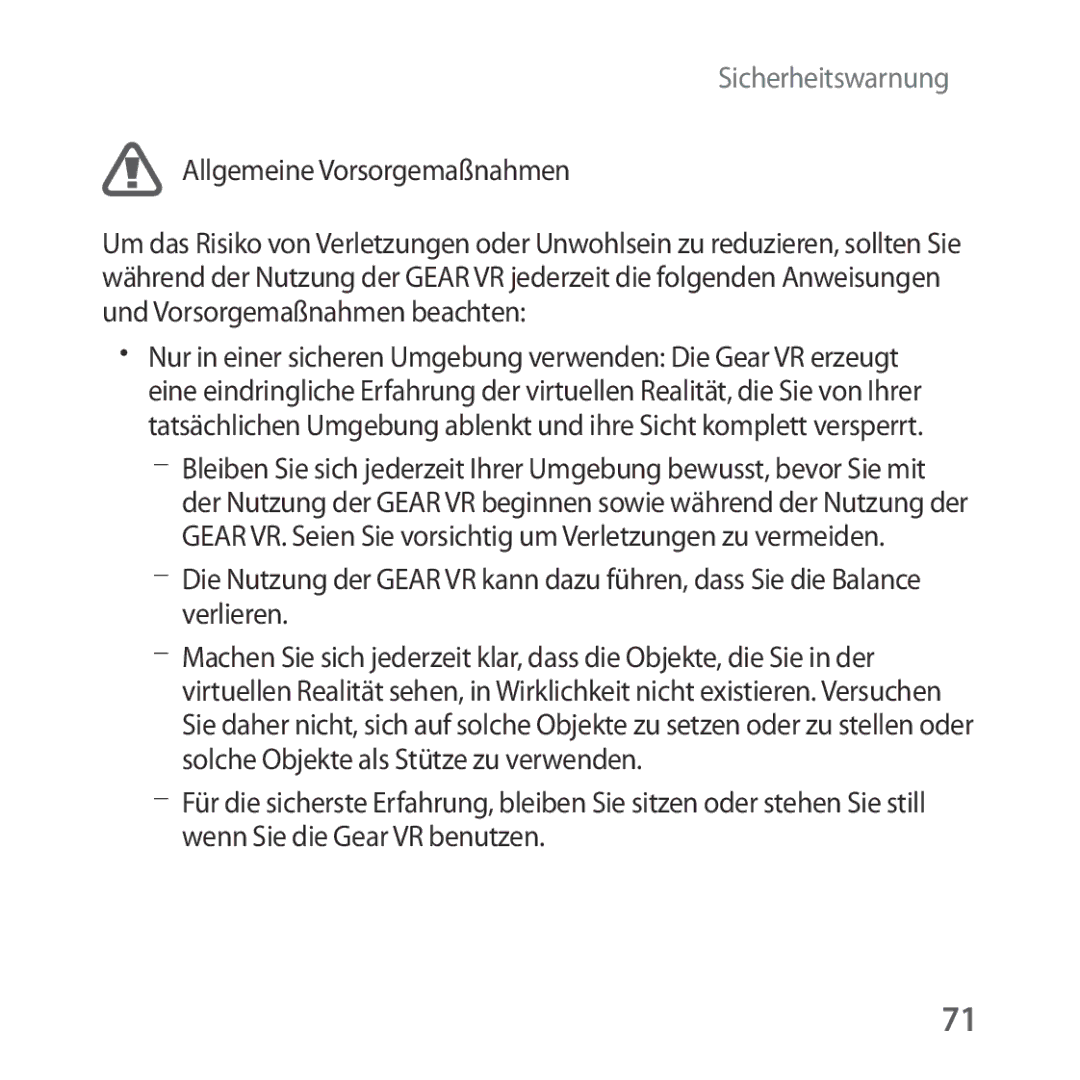 Samsung SM-R324NZAADBT manual Allgemeine Vorsorgemaßnahmen 