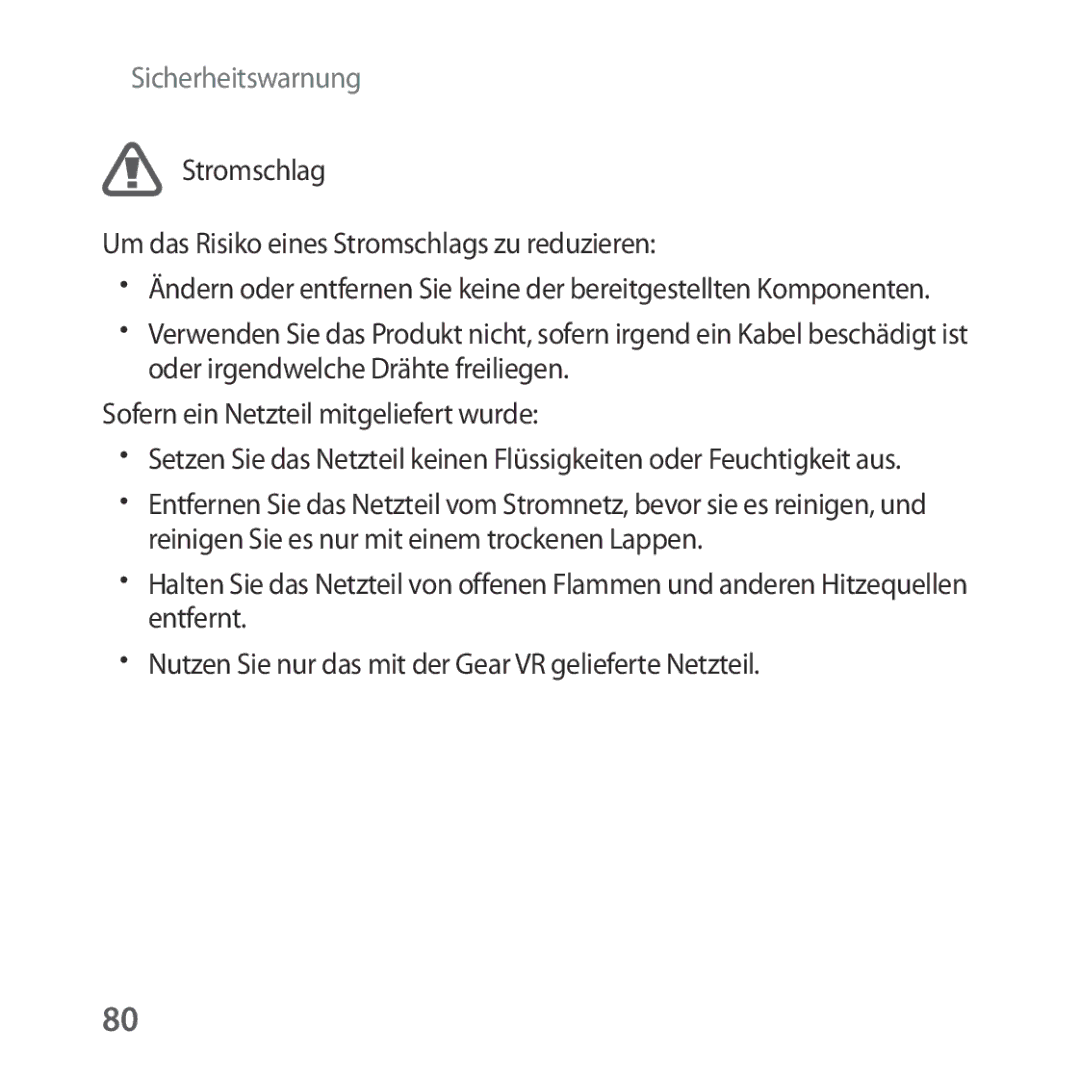 Samsung SM-R324NZAADBT manual Stromschlag Um das Risiko eines Stromschlags zu reduzieren 