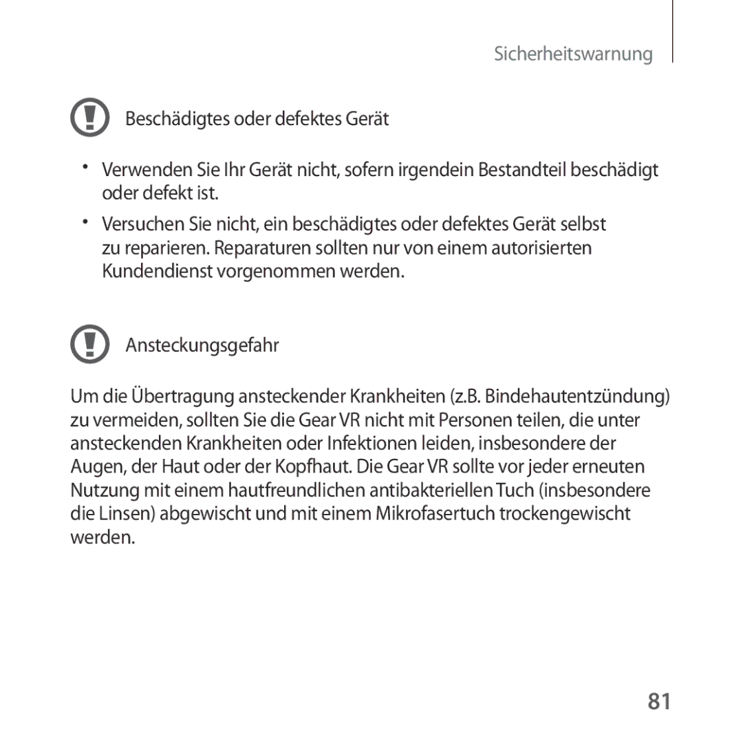 Samsung SM-R324NZAADBT manual Ansteckungsgefahr 