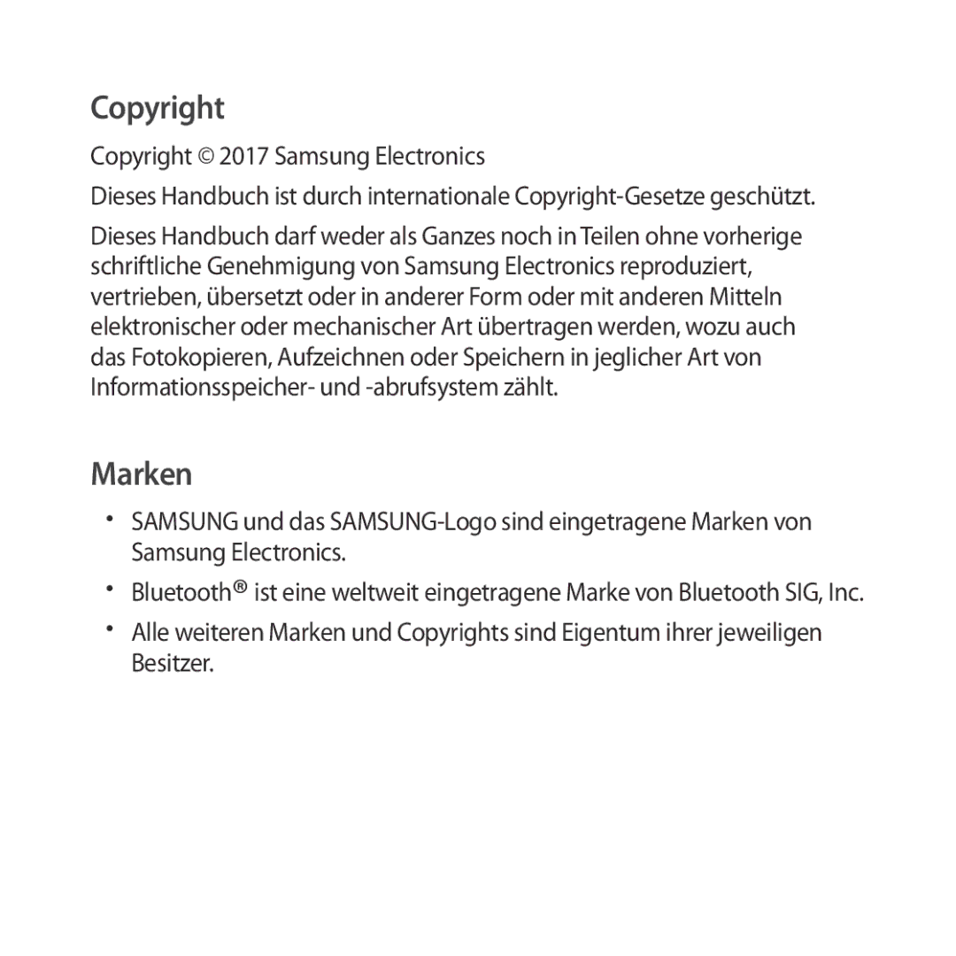 Samsung SM-R324NZAADBT manual Copyright 2017 Samsung Electronics 