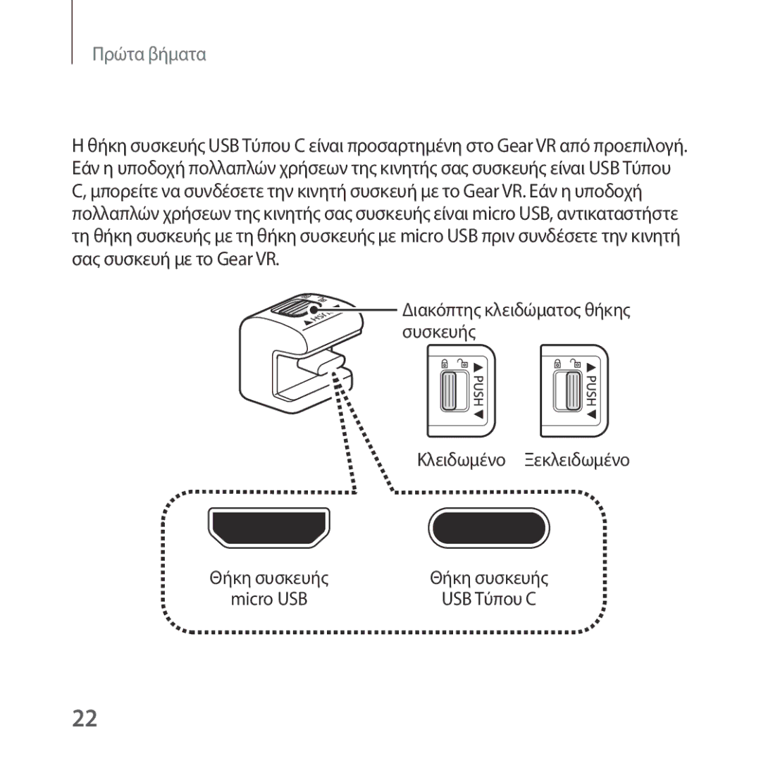 Samsung SM-R324NZAAEUR manual Αντικατάσταση της θήκης της συσκευής, Κλειδωμένο Ξεκλειδωμένο, Θήκη συσκευής, USB Τύπου C 