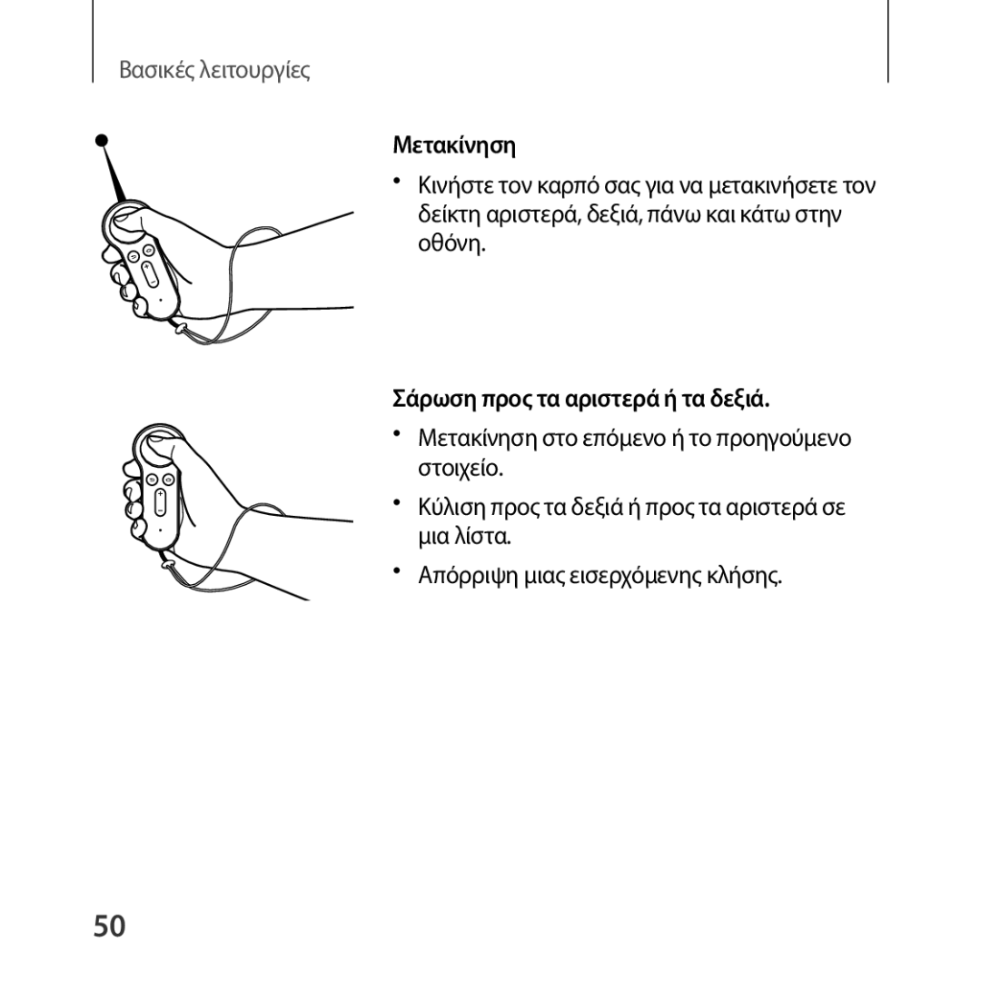 Samsung SM-R324NZAAEUR manual Μετακίνηση, Σάρωση προς τα αριστερά ή τα δεξιά 