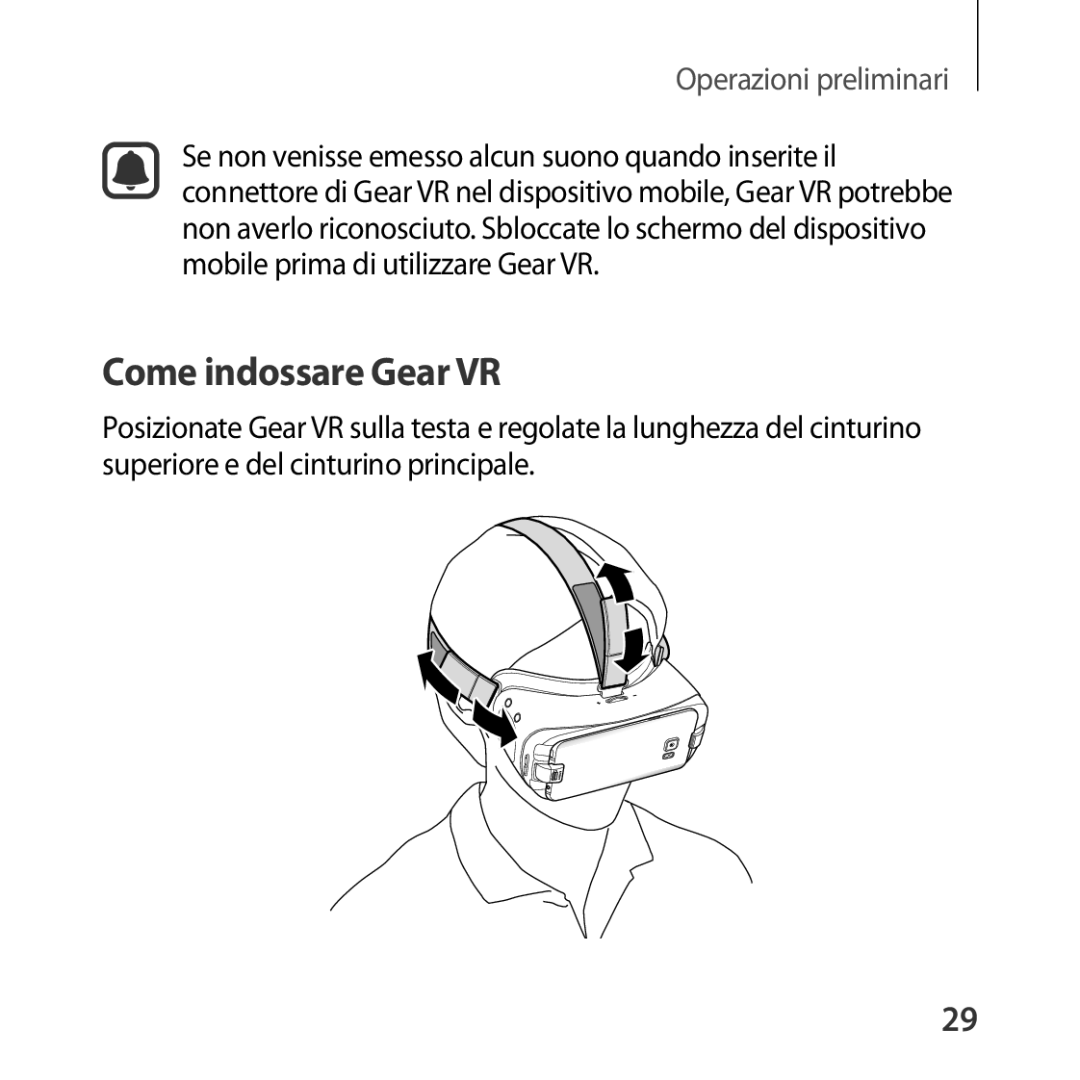 Samsung SM-R324NZAAITV manual Come indossare Gear VR 