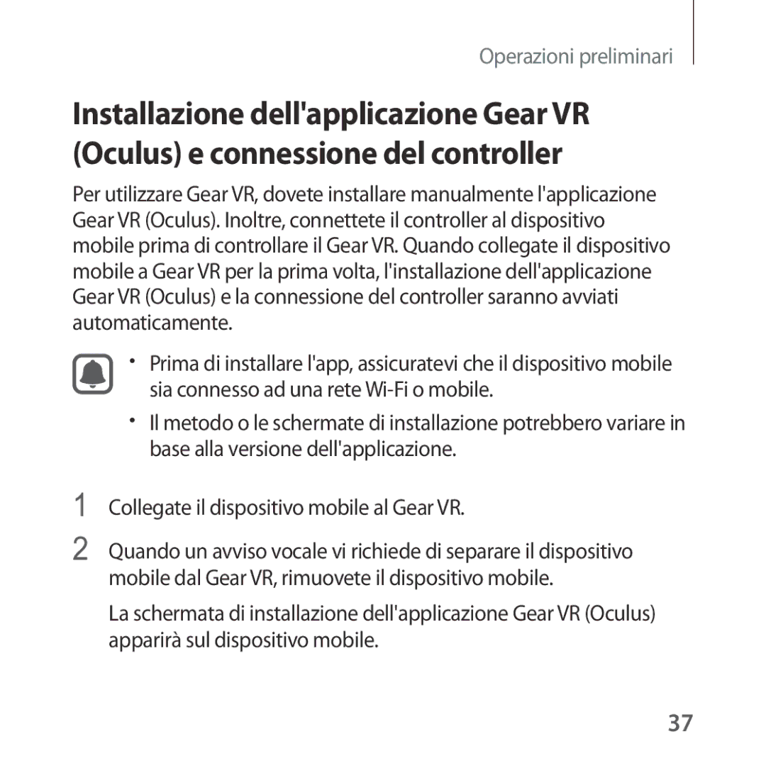 Samsung SM-R324NZAAITV manual Operazioni preliminari 