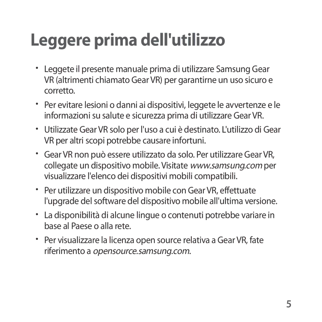 Samsung SM-R324NZAAITV manual Leggere prima dellutilizzo 