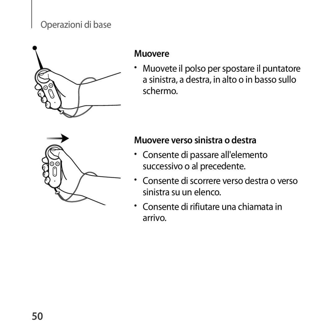 Samsung SM-R324NZAAITV manual Muovere verso sinistra o destra 