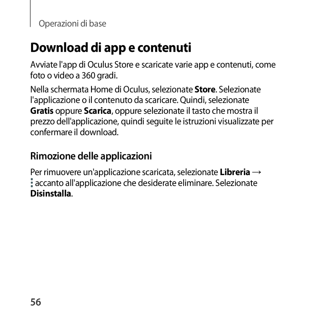 Samsung SM-R324NZAAITV manual Download di app e contenuti, Disinstalla 