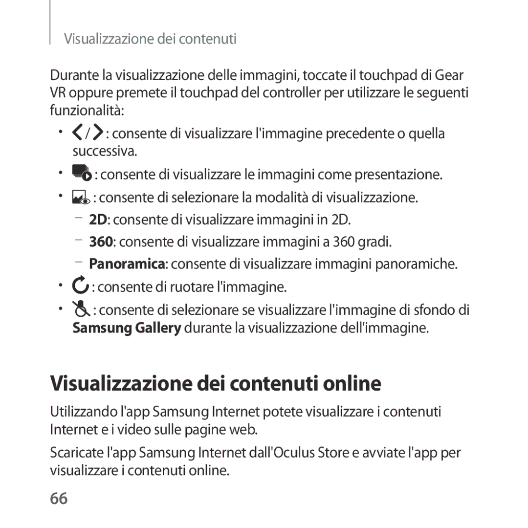 Samsung SM-R324NZAAITV manual Visualizzazione dei contenuti online, Consente di ruotare limmagine 