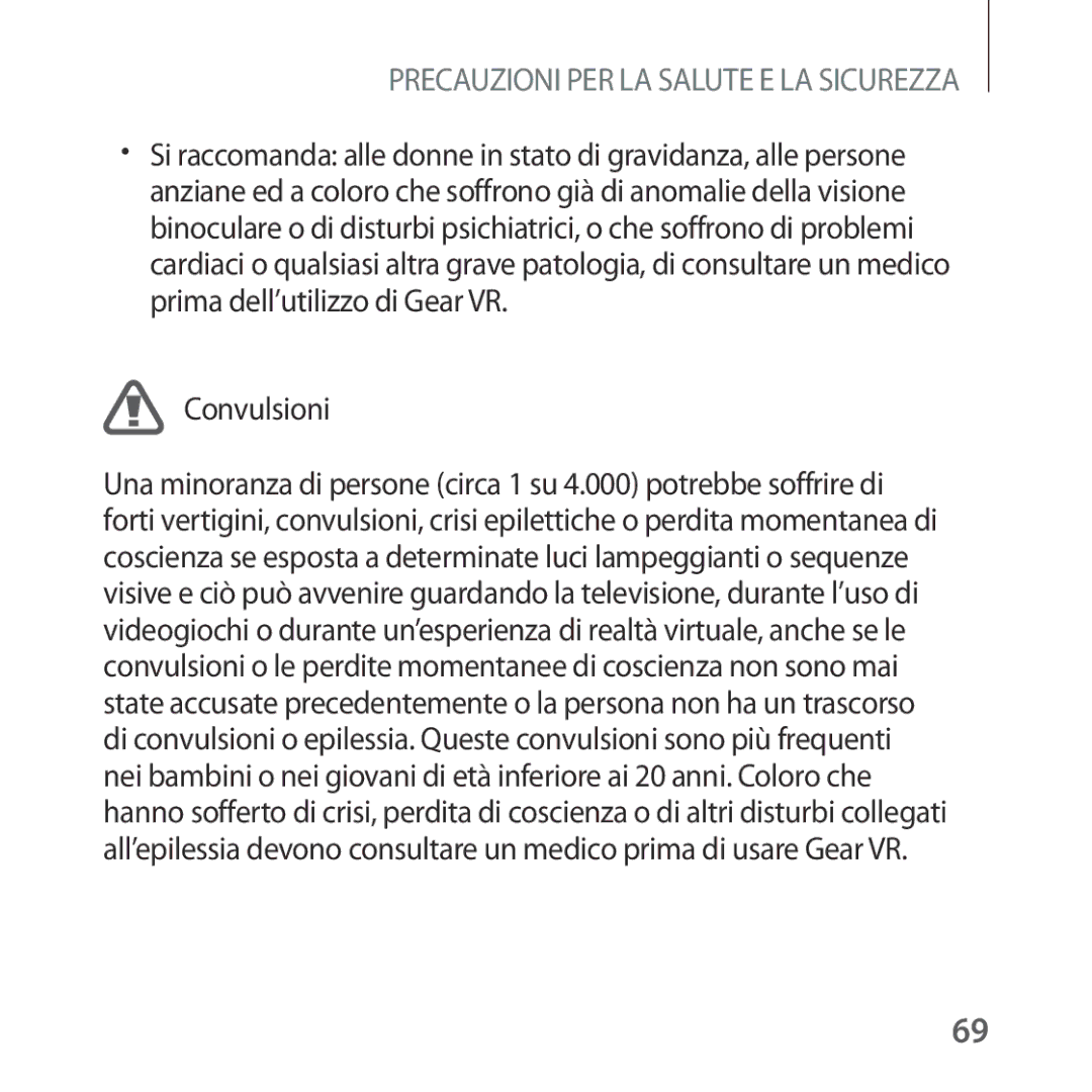 Samsung SM-R324NZAAITV manual Convulsioni 