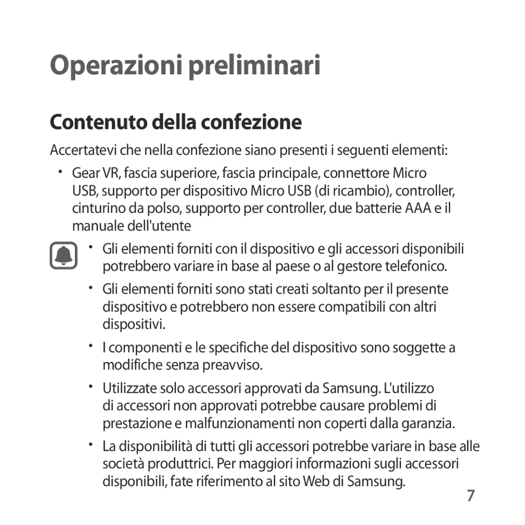 Samsung SM-R324NZAAITV manual Contenuto della confezione, Dispositivi, Modifiche senza preavviso 