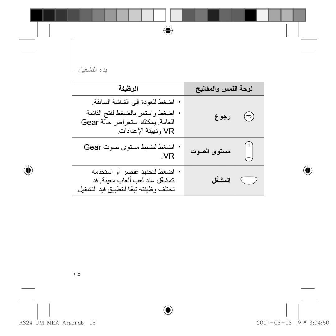 Samsung SM-R324NZAAKSA manual ﻉﻭﺟﺭ, ﻝﻐﺷﻣﻟﺍ 