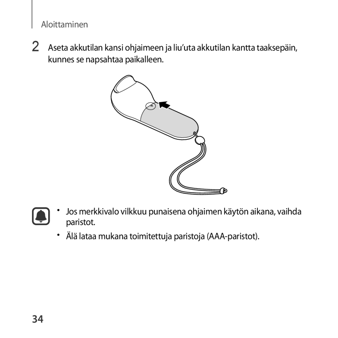 Samsung SM-R324NZAANEE manual Aloittaminen 