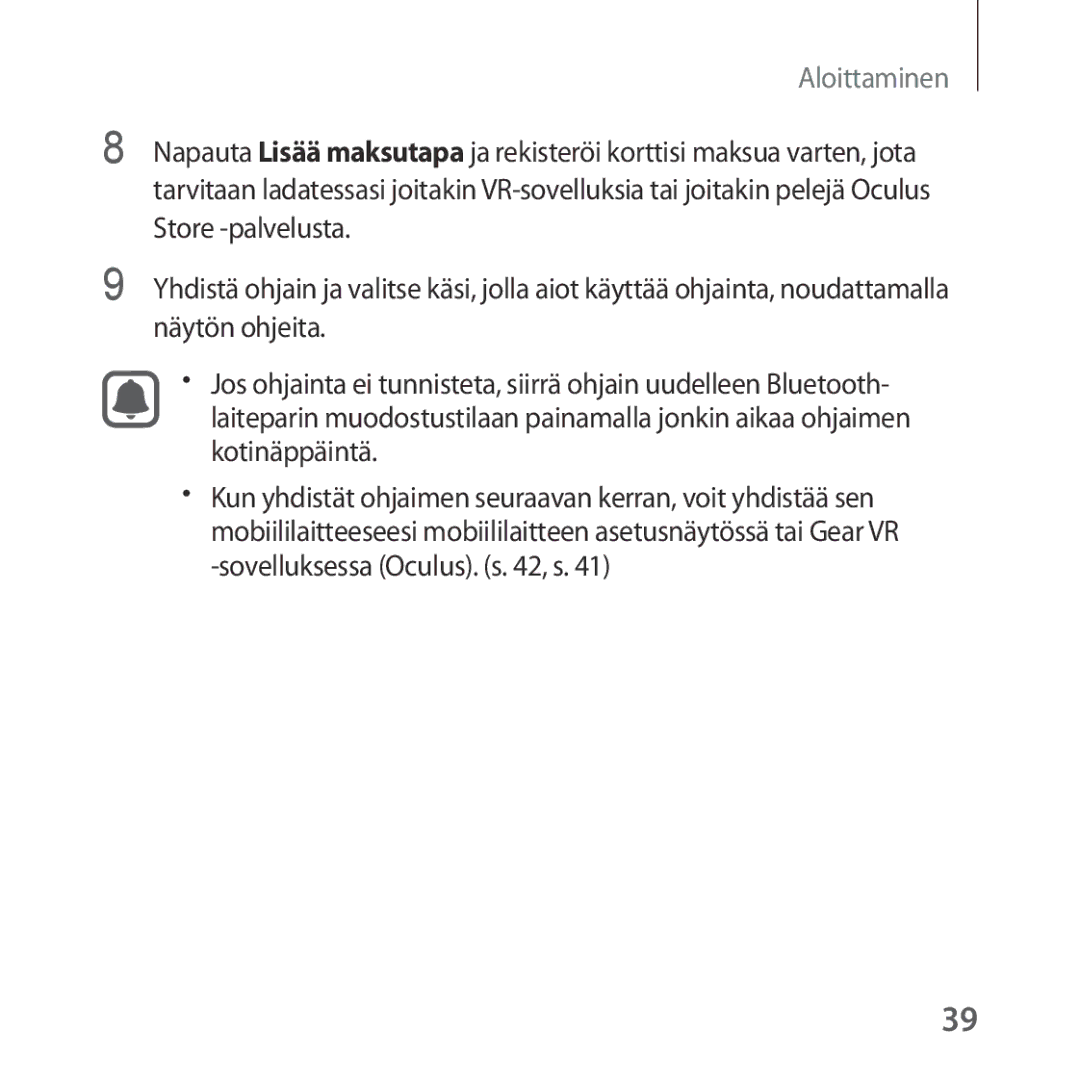 Samsung SM-R324NZAANEE manual Aloittaminen 