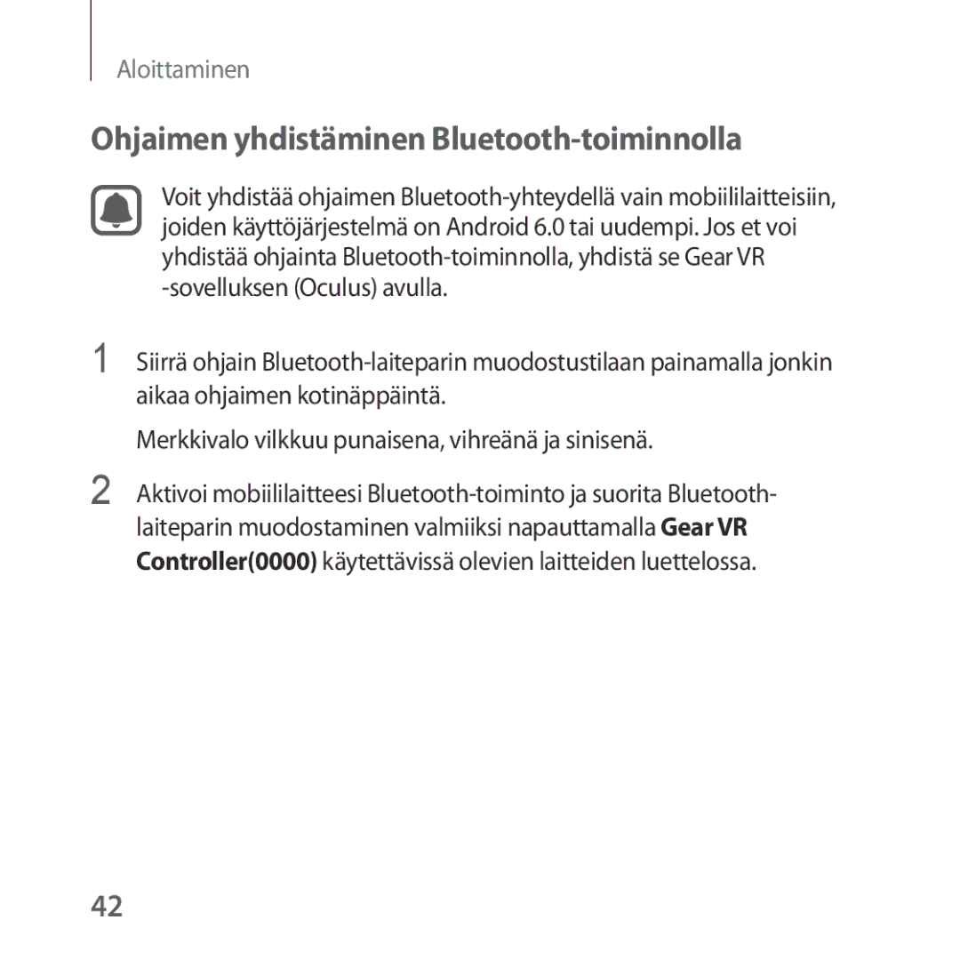 Samsung SM-R324NZAANEE manual Ohjaimen yhdistäminen Bluetooth-toiminnolla 