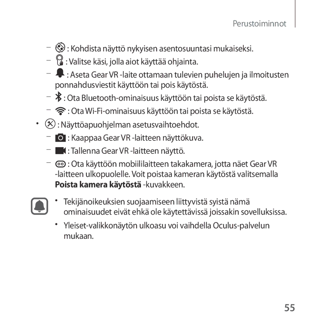 Samsung SM-R324NZAANEE manual Perustoiminnot 