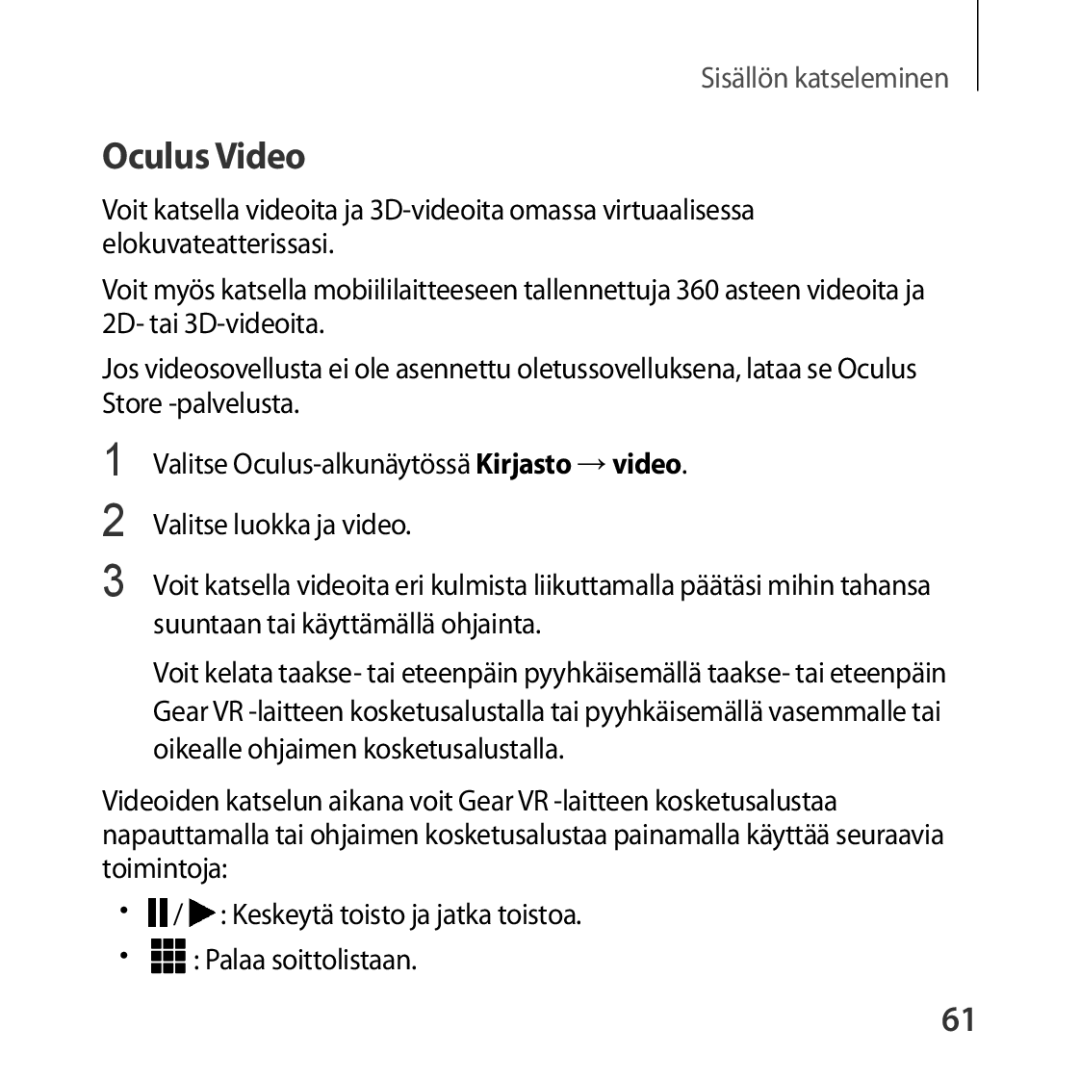 Samsung SM-R324NZAANEE manual Oculus Video 