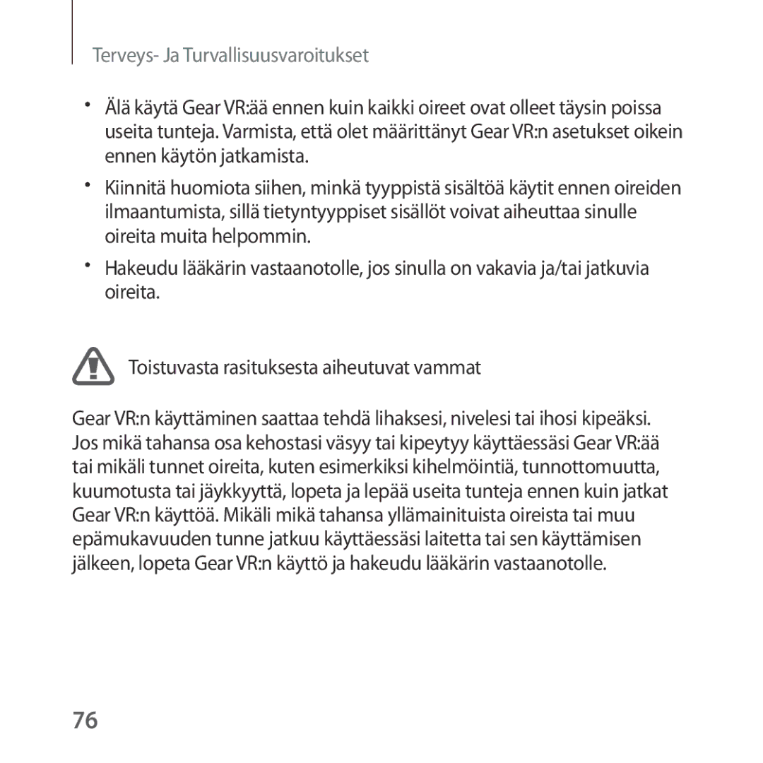 Samsung SM-R324NZAANEE manual Terveys- Ja Turvallisuusvaroitukset 