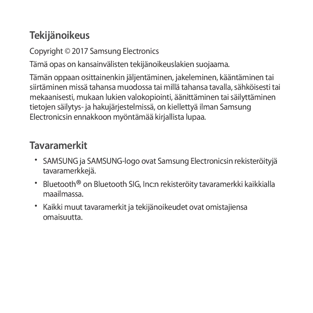 Samsung SM-R324NZAANEE manual Tekijänoikeus 