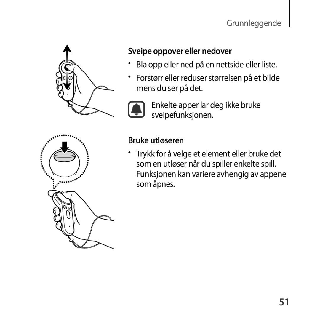 Samsung SM-R324NZAANEE manual Sveipe oppover eller nedover, Bruke utløseren 