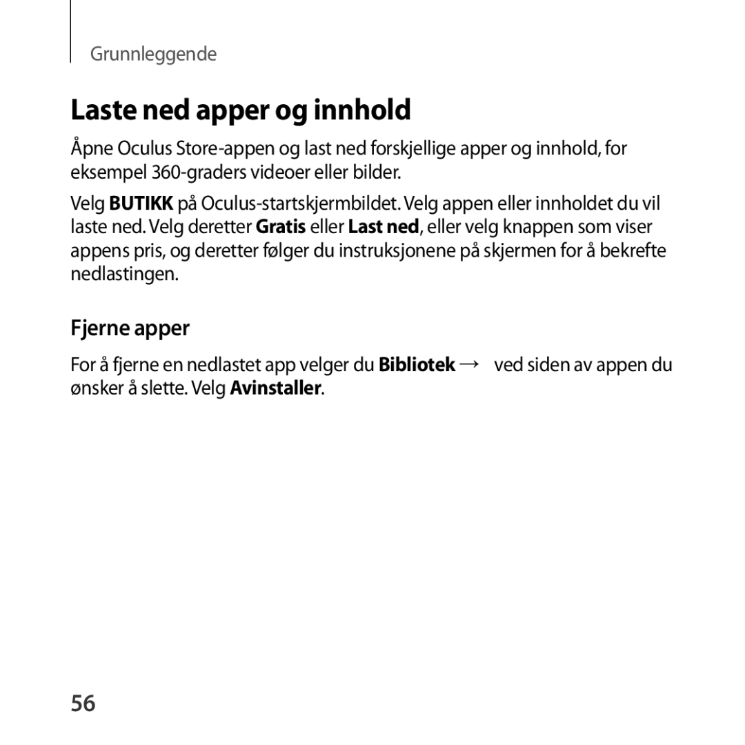 Samsung SM-R324NZAANEE manual Laste ned apper og innhold, Fjerne apper 