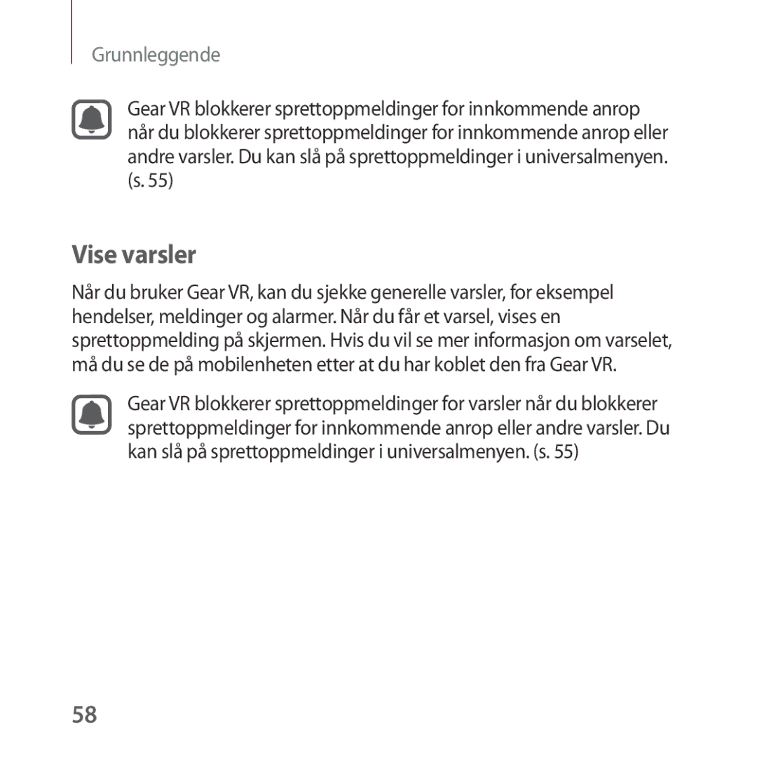 Samsung SM-R324NZAANEE manual Vise varsler 